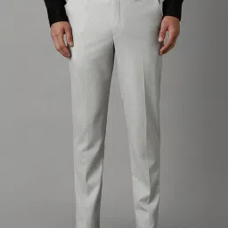 Louis Philippe Grey Slim Fit Self Pattern Trousers image 1