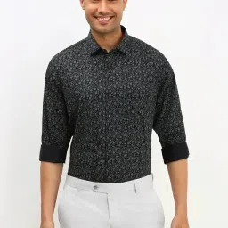 Allen Solly Black Cotton Slim Fit Printed Shirt image 1