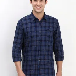 Allen Solly Navy Cotton Regular Fit Checks Shirt image 1