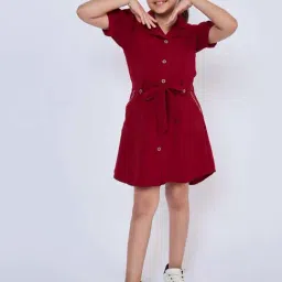 Peppermint Kids Maroon Polyester Regular Fit 1 Dress-image-44