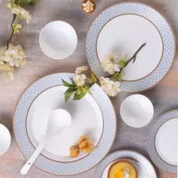 Larah by Borosil White Opalware Floral Dinner Set-picture-37