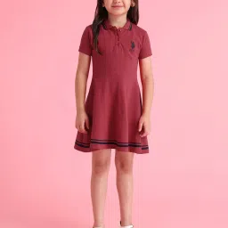 U.S. Polo Assn. Girls Rust Solid Polo Dress image 1