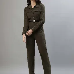 Iconic Green Cotton Textured Pattern Jumpsuit image 1