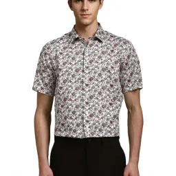 Louis Philippe White Slim Fit Floral Print Shirt image 1