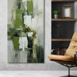 999Store Green & Grey Canvas Contemporary Abstract Painting image 1