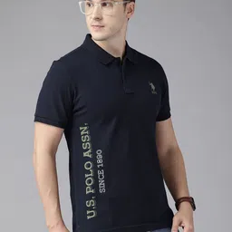 U.S. Polo Assn. Typography Printed Applique Detail Pure Cotton Polo Collar T-shirt-picture-44