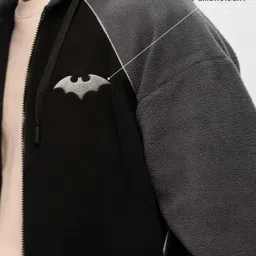 The Souled Store Black & Grey Loose Fit Embroidered Hooded Sweatshirt image 4