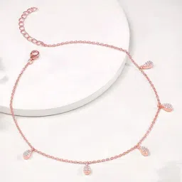 GIVA 925 Sterling Silver Rose Gold Anklets for Women-picture-37