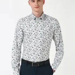 Peter England White Cotton Slim Fit Printed Shirt-picture-20