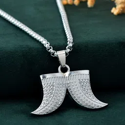 PASU FASHION Unisex Stainless Steel Silver-Plated Contemporary Shaped Pendant with Chain-picture-21