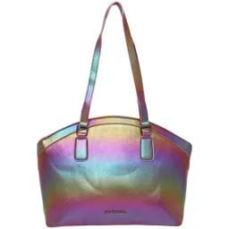 Caprese Iris Blue Faux Leather Textured Tote Handbag-image-45