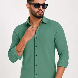 IKON FASHION Men Original Slim Fit Solid Spread Collar Casual Shirt-image-77