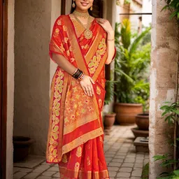 Anouk Rustic Woven Design Zari Organza Banarasi Saree image 2