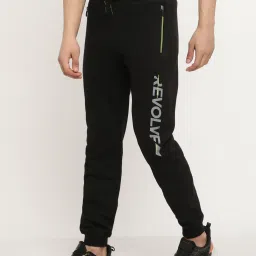 Octave Black Cotton Regular Fit Joggers image 3