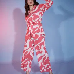 BUYNEWTREND Peach Printed Co-Ords Set-image-61