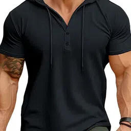 StyleCast x Revolte Men Solid Hood Cotton T-shirt-picture-25