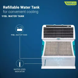 Symphony Touch 115 Desert Air Cooler 115 L 210 W, White & Green image 4