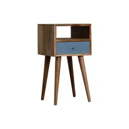 Artisan Furniture Solid Brown Mango Wood Side Table Blue Finish image 2
