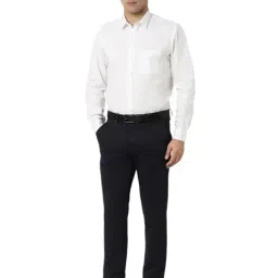 Van Heusen Navy Slim Fit Self Pattern Trousers image 5