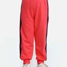 Lilpicks Kids Pink & Blue Color Block Trackpants image 1