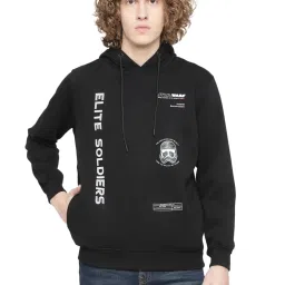 Octave Black Regular Fit Printed Hooded Sweatshirts image 1