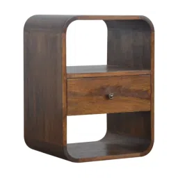 Artisan Furniture Solid Brown Mango Wood Curved Edge Side Table Chestnut Finish image 3