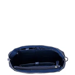 Eske Navy Leather Large Messenger Bag image 4