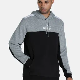 Puma Essentials Black & Grey Cotton Hooded Sweatshirt image 1