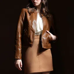Vero Moda Mandarin Collar Leather Jacket-picture-10