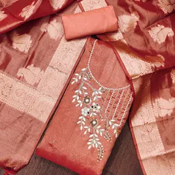 KALINI Floral Embroidered Beads and Stones Unstitched Dress Material-image-56