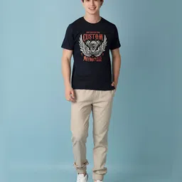 V-Mart Men Typography Printed Round Neck Cotton T-shirt image 2