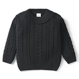Babyhug Knitted Full Sleeves Sweater With Cable Knit Design - Black-picture-12