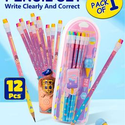 Fiddlerz Graphite Pencil Sets with 12 HB Pencils and 1 Ice Cream-Shaped Erasers Vibrant Colors Hexagonal Design for Comfortable Grip Smooth Writing Ideal for School and Art Projects Fun Gift for Kids and Students-picture-25