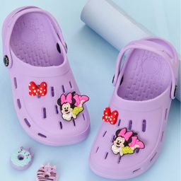 Disney by Yellow Bee Solid Perforated Clogs With Minnie Mouse Charms - Purple-picture-46