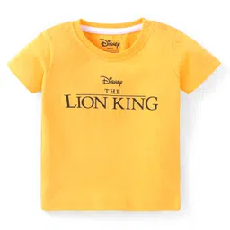 babyhug disney Babyhug DisneySingle Jersey Knit Dungarees & Half Sleeve Tee with Lion King Graphics -Navy & Yellow image 2