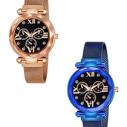 CSAMON Women Pack of 2 Embellished Round Button Regular Analogue Watches-Maganet-picture-12