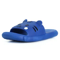 Yellow Bee Kitty Pattern Casual Flip Flops - Blue image 4