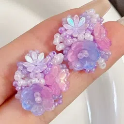Tiso Korean Artificial Beaded Bohemian Floral Shaped Studs image 2