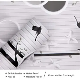 WOLPIN White & Grey Printed Wall Sticker image 3