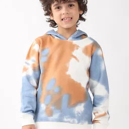 Anthrilo Boys Blue Brown Tie Dye Fleece Hoodie Sweatshirt image 5