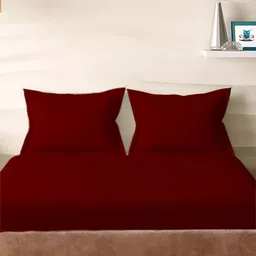 Sleeping Owls Maroon 210 TC King Bedsheet with 2 Pillow Covers-picture-11