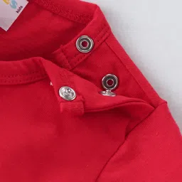 BLUSHES Christmas Theme 100% Cotton Full Sleeves Ho Ho Ho Text Printed Romper - Red image 5