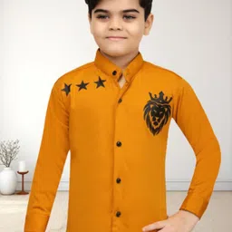 BAESD Boys Classic Regular Fit Band Collar Graphic Printed Cotton Casual Shirt-picture-46