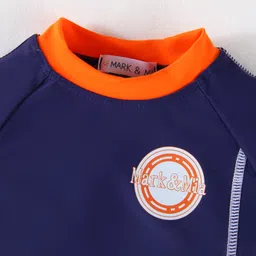 Mark & Mia Half Sleeves Two Piece Swimsuit with Logo Print - Navy Blue image 5