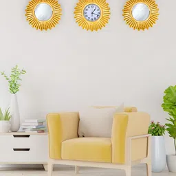 Myntra Elegant Homes Gold-Toned & White Textured Contemporary Wall Clock image 3