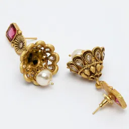 Anouk Red Gold Plated Stone Studded & Beaded Jewellery Set image 5