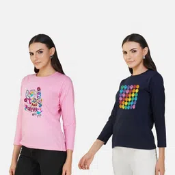 Metronaut Women 2 Printed Bio Finish Applique T-shirt image 2