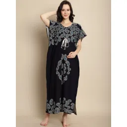 Secret Wish Navy Blue Cotton Maternity Feeding Kaftan image 1