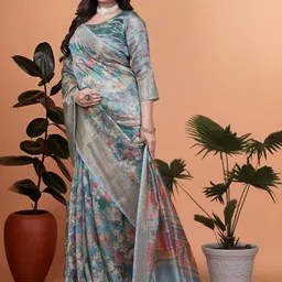 AAVEE Floral Printed Silk Blend Saree-picture-30