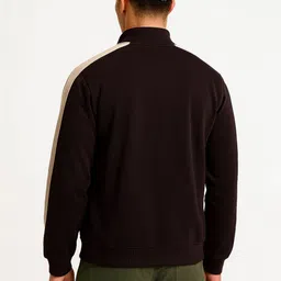 JUMPCUTS Men Typography Colourblocked Fleece Open Front Jacket image 4